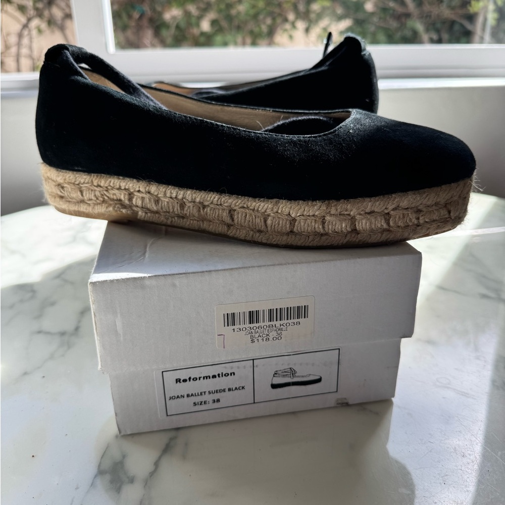 Reformation Black Joan Lace-up Espadrilles with Rounded Toe - Picture 3 of 6